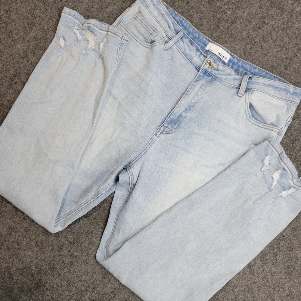 Vervet Jeans Womens 32 Blue Denim Light Wash Distressed Straight Leg Streetwear